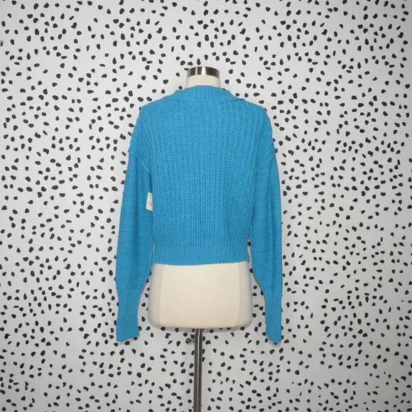 Free People Blue Bell Song Pullover Knit Cropped Sweater - Picture 7 of 12